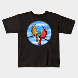 Red Cardinal bird cute red birds Kids T-Shirt